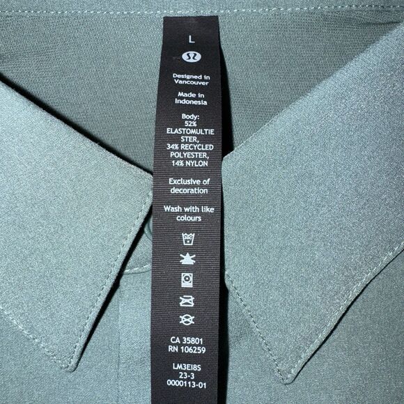 Lululemon Commission Shirt Teal Green Long Sleeve Button Up Stretch Men Large - Picture 11 of 12